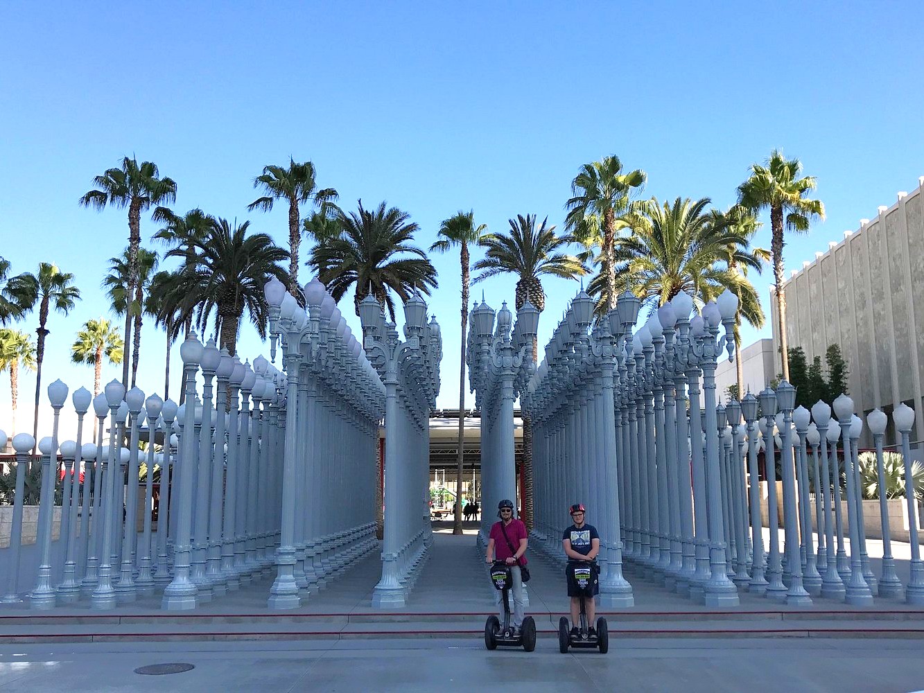 Capture a glowing shot at the Urban Light exhibit, beautifully lit by the midday sun