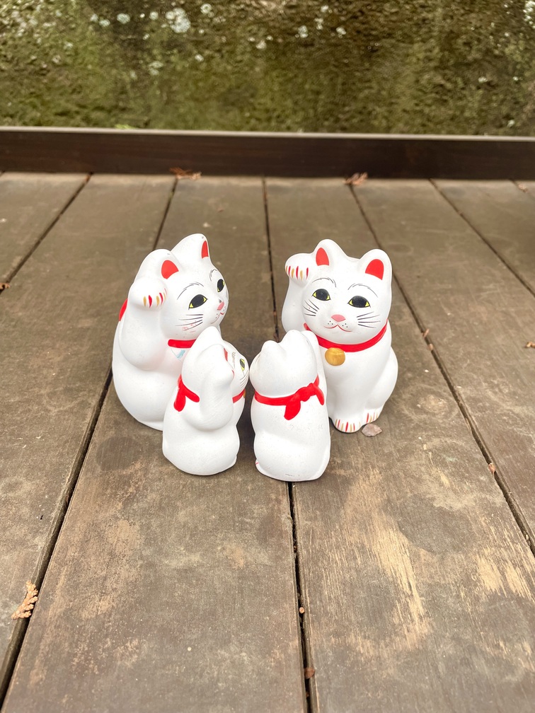 Unique lucky cat in the temple