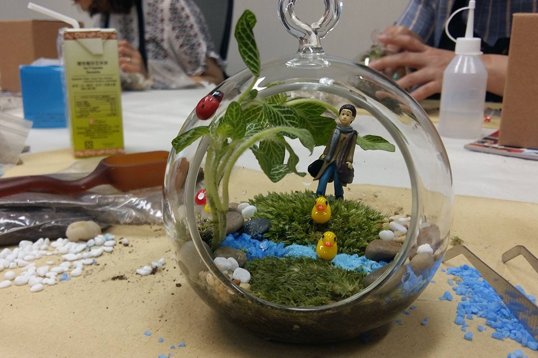 finished terrarium with figurine aura art causeway bay