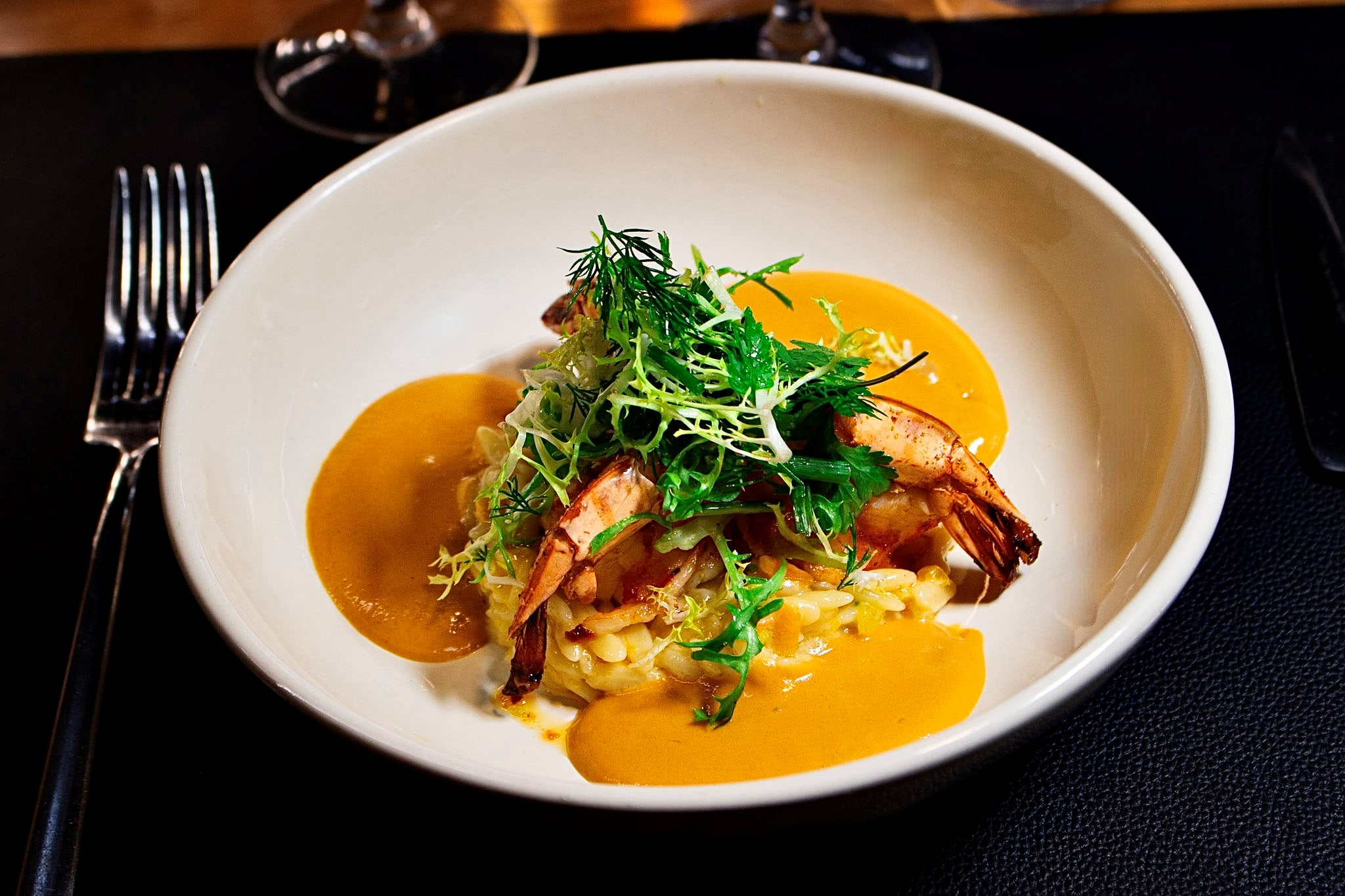 香烤明蝦、龍蝦濃湯奶油燉飯、四川花椒 香烤明蝦、龍蝦濃湯奶油燉飯、四川花椒