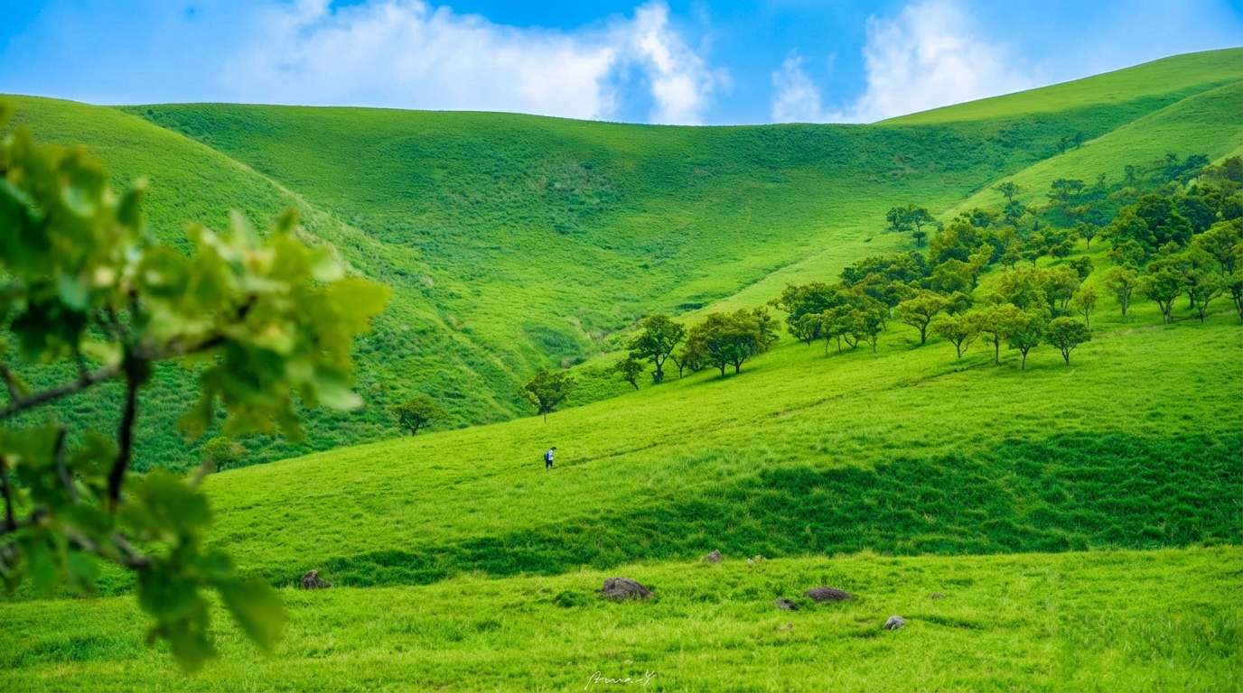 接下來，我們去到由布嶽登山口，這裡是拍攝由布嶽全景的最佳位置，山形優美，被譽為“大分富士”。
