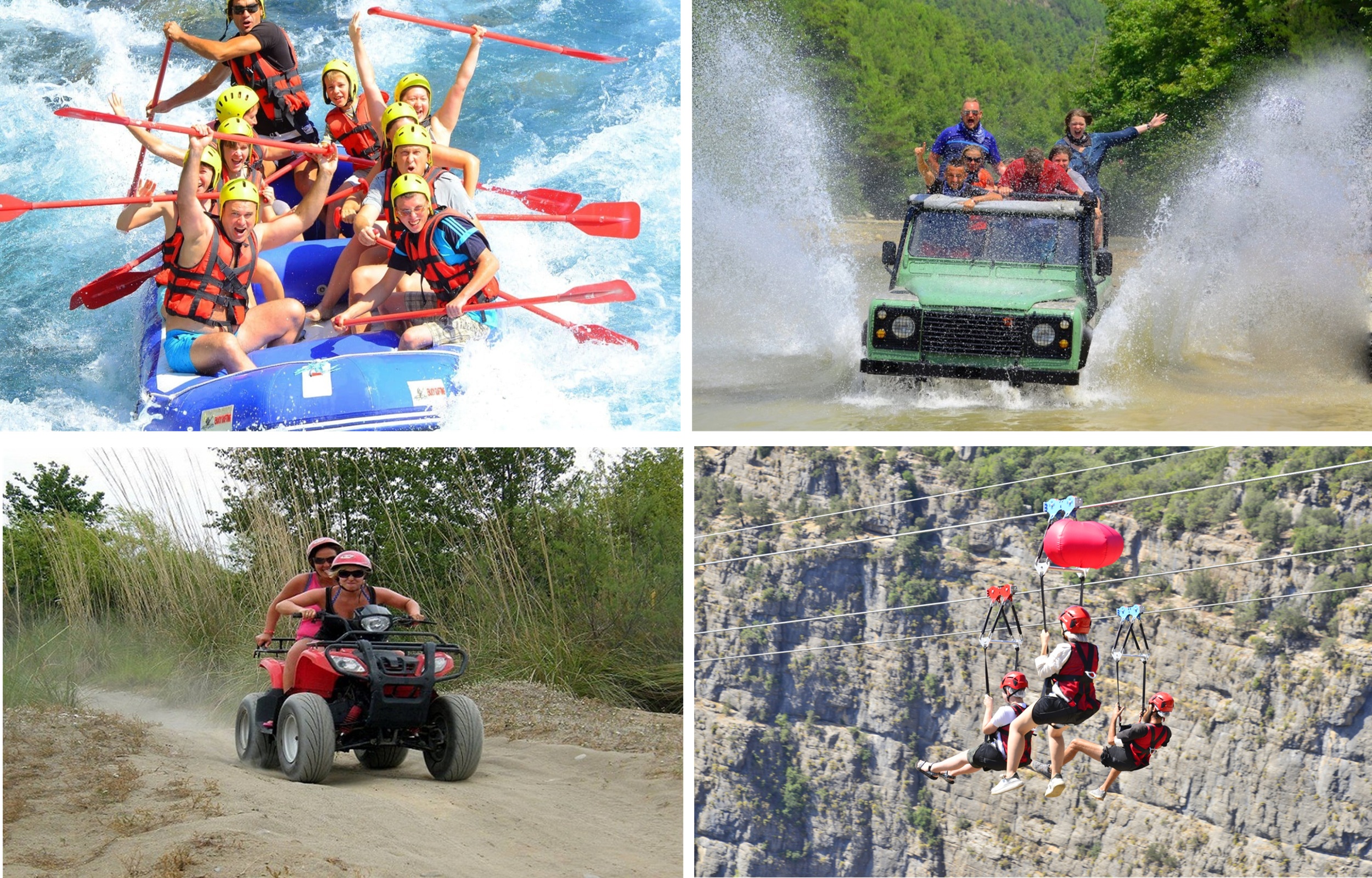 Alanya : ( 3 in 1 ) Combo Rafting : Quad | Jeep | Zipline