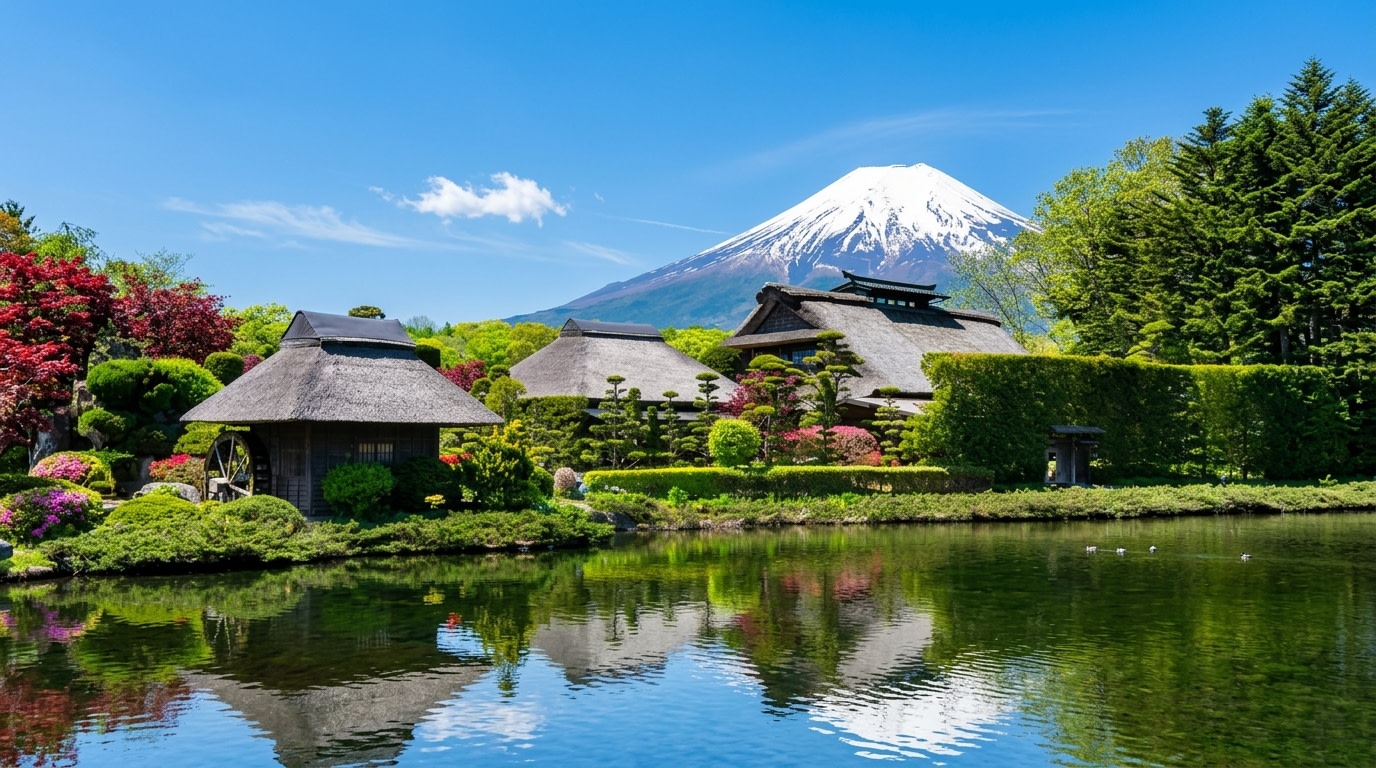 世界文化遺產-忍野八海  ，富士山藏在人間的清澈倒影。