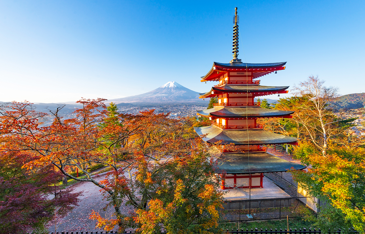 網紅打卡勝地-新倉山淺間公園&日川時計店&忍野八海&河口湖大石公園&河口湖楓葉迴廊