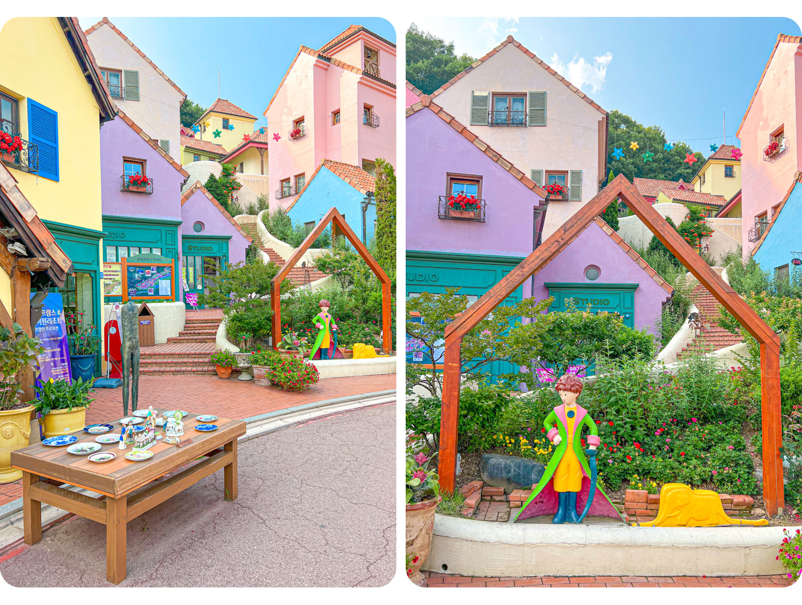 探索小法國村內，曾出現在《貝多芬病毒》、《秘密花園》、《Running Man》和《來自星星的你》等劇中的絕美拍照打卡點。