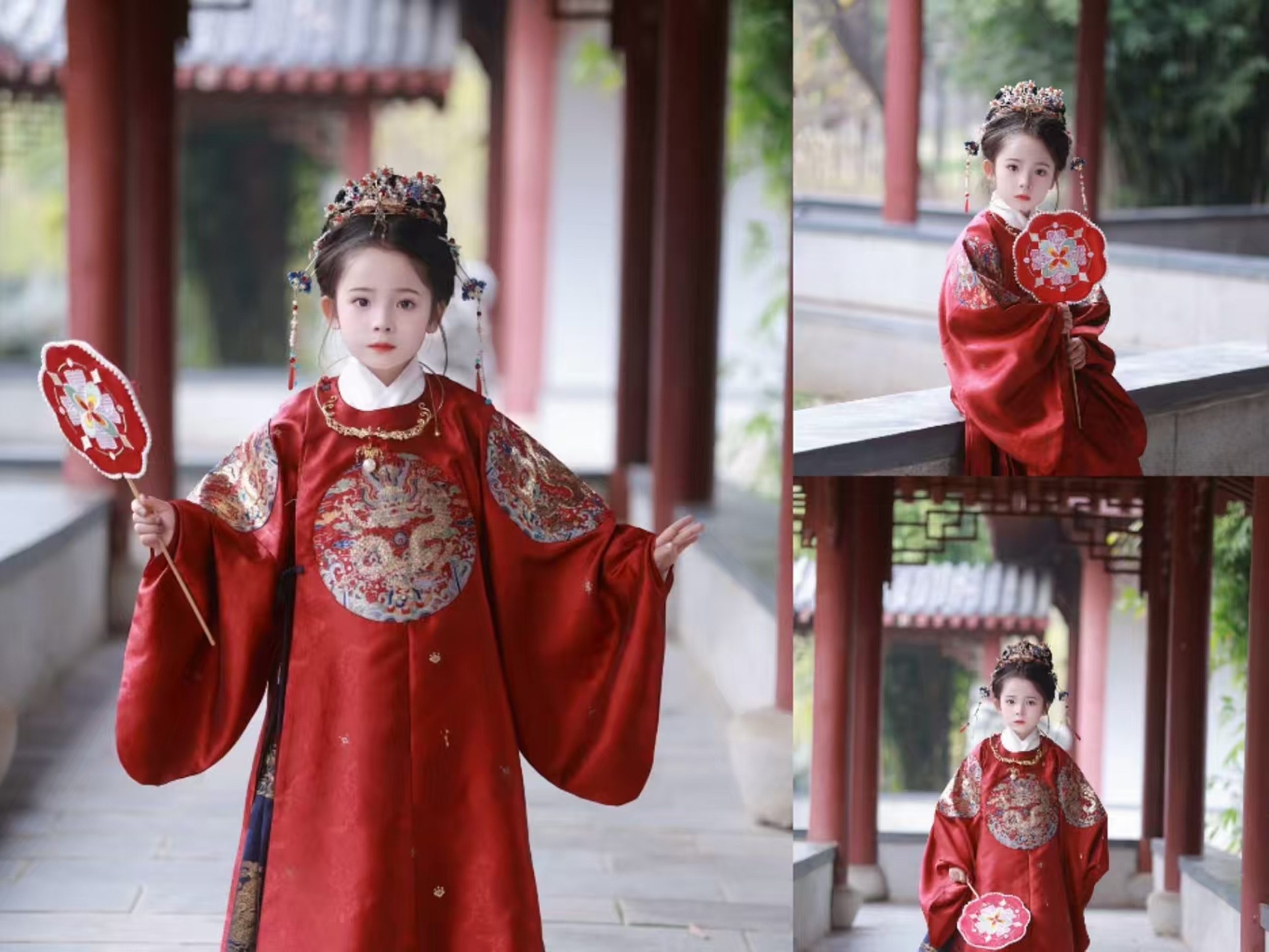 小女孩身著明制紅色圓領袍,宛如畫卷裡走出的小郡主 小女孩身著明制紅色圓領袍,宛如畫卷裡走出的小郡主