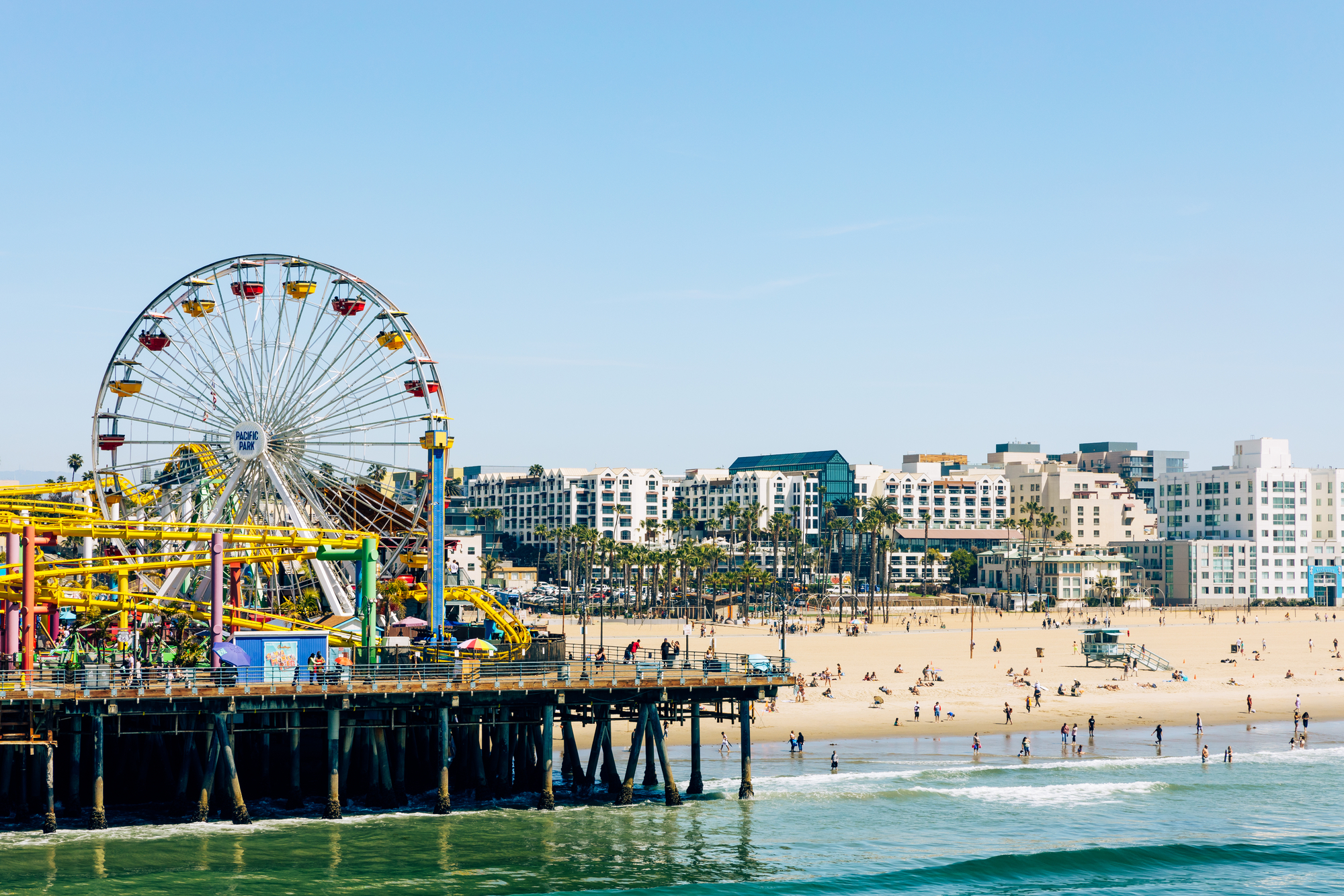 Known for its iconic Ferris wheel, the pier features an amusement park with ocean views