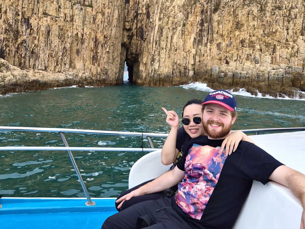 Tunnel Cave, Bluff Island, Hong Kong UNESCO Global Geopark (Yacht Cruise through Four Sea Arches Volcano in Hong Kong)