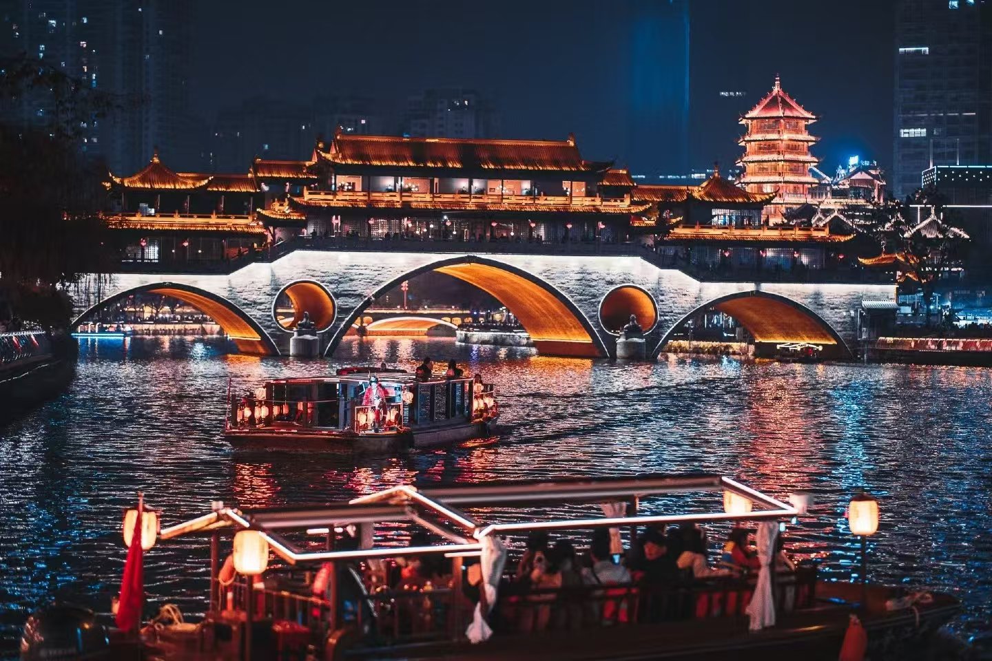Dongmen Pier Night Cruise on Jinjiang River