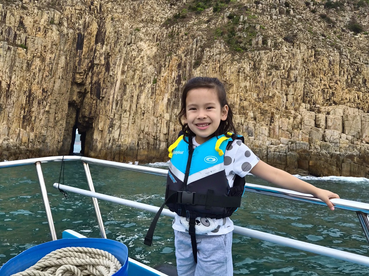 Tunnel Cave, Bluff Island, Hong Kong UNESCO Global Geopark (Yacht Cruise through Four Sea Arches Volcano in Hong Kong)