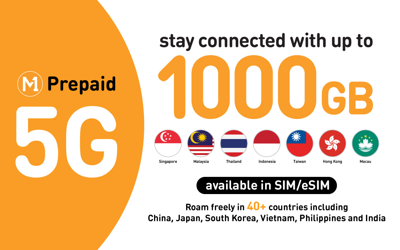 M1 5G Singapur SIM kartasi (SG aeroporti va shaharda olib ketish)