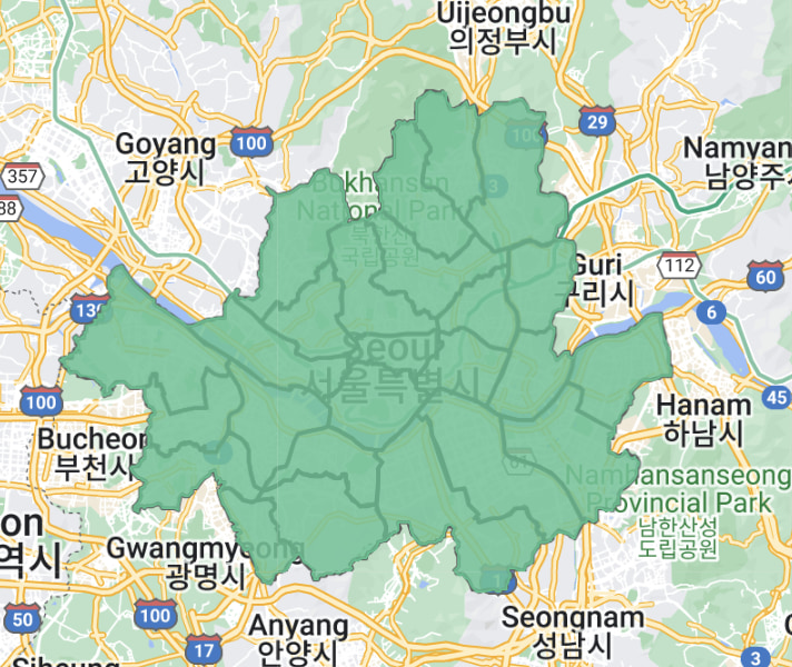 Seoul service area map