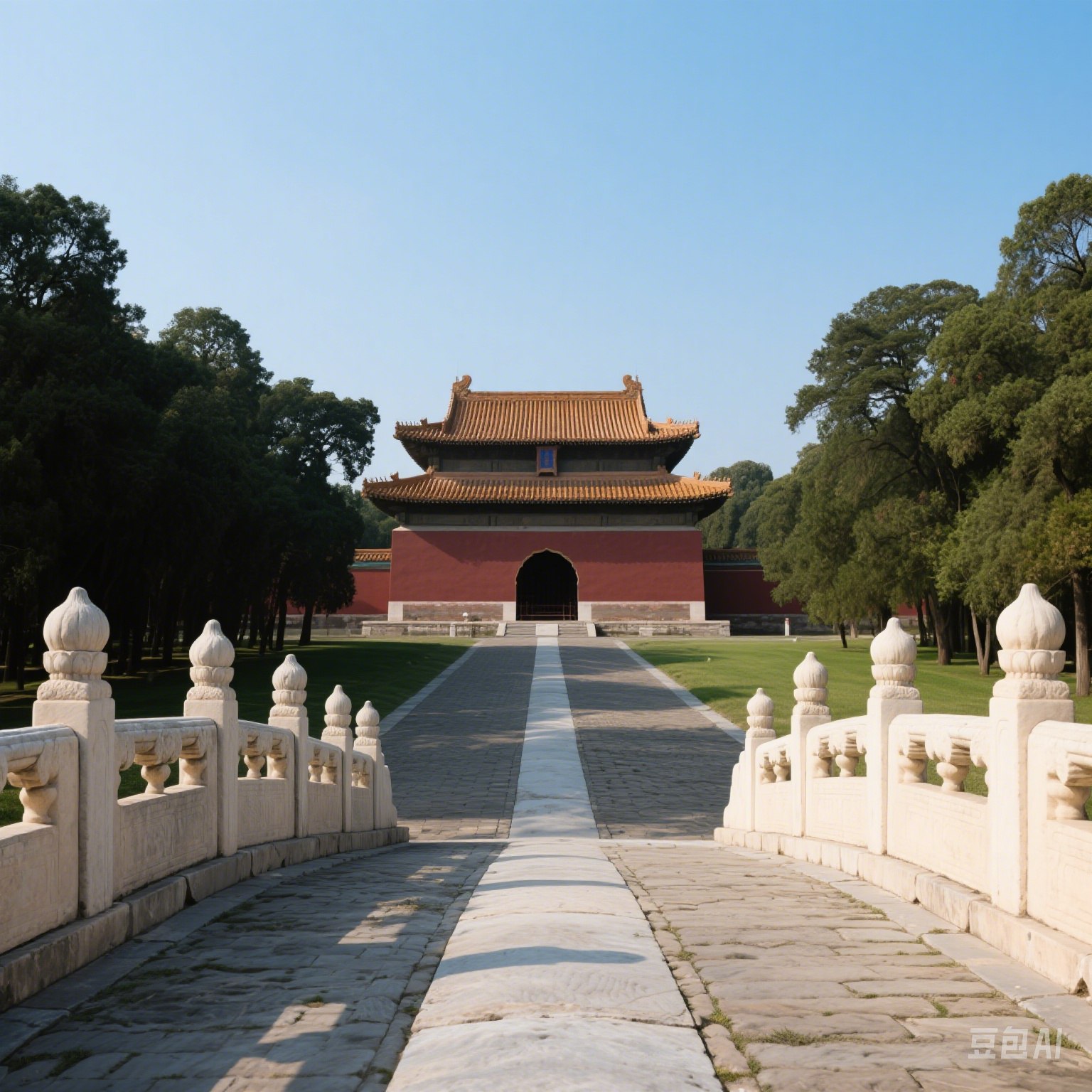 In the afternoon, we drove to the Ming Tombs. In the mountains in the northwest suburbs of Beijing, there is a special place called the Ming Tombs. The Ming Tombs are the tombs of the emperors of the Ming Dynasty. Starting from 1409, people spent more tha