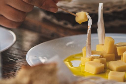 A plate of cheese sample