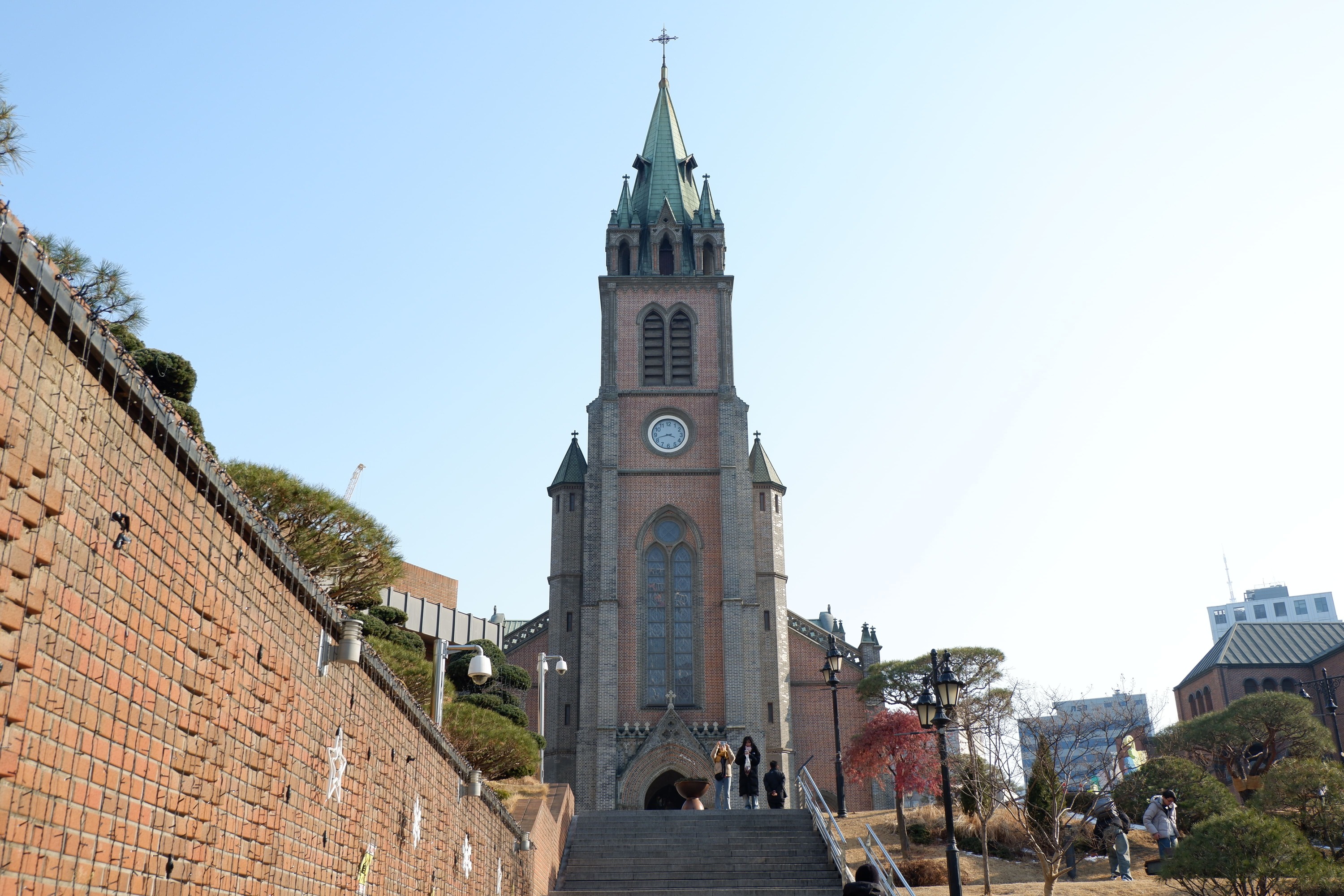 The tour concludes at Myeongdong Cathedral.
The Cathedral Church of Our Lady of the Immaculate Conception, informally known as Myeongdong Cathedral, is the national cathedral of the Archdiocese of Seoul. The South Korean government designated it as Histor