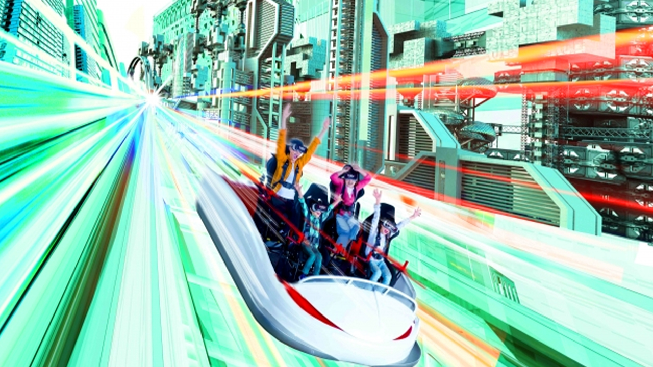 豪斯登堡主題公園使用利用Virtual Reality(VR/幻想現實)技術製作的尖叫系新設施“VR-KING”。玩家需佩戴專門的護目鏡型投影儀，坐在雲霄飛車型的器材上，能夠體驗到宛若新幹線的、時速高達270公里的高速世界。