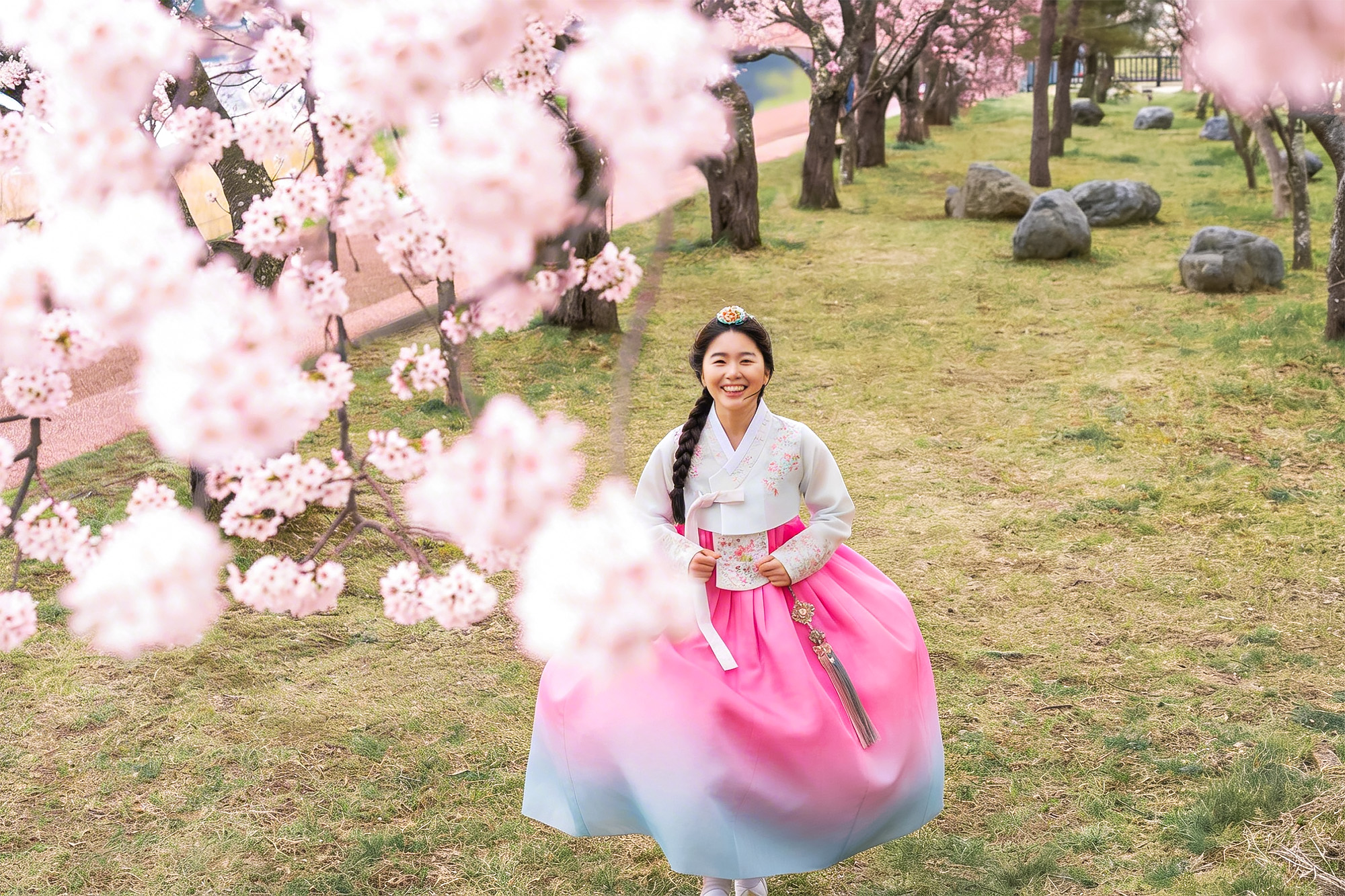 春天來臨時,全州韓屋村會被盛開的櫻花覆蓋,營造出夢幻般的氛圍。 春天來臨時,全州韓屋村會被盛開的櫻花覆蓋,營造出夢幻般的氛圍。
