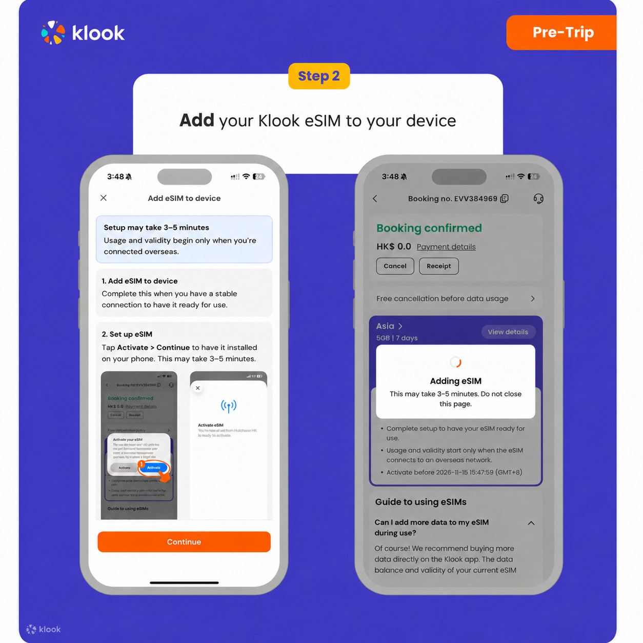 Klook eSIM In-app activation