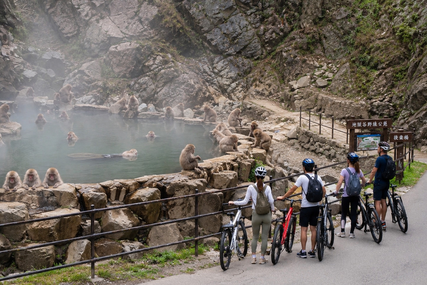 Departing from Yudanaka Station. Snow Monkey & Cycling Tour to enjoy rural culture with a small group.