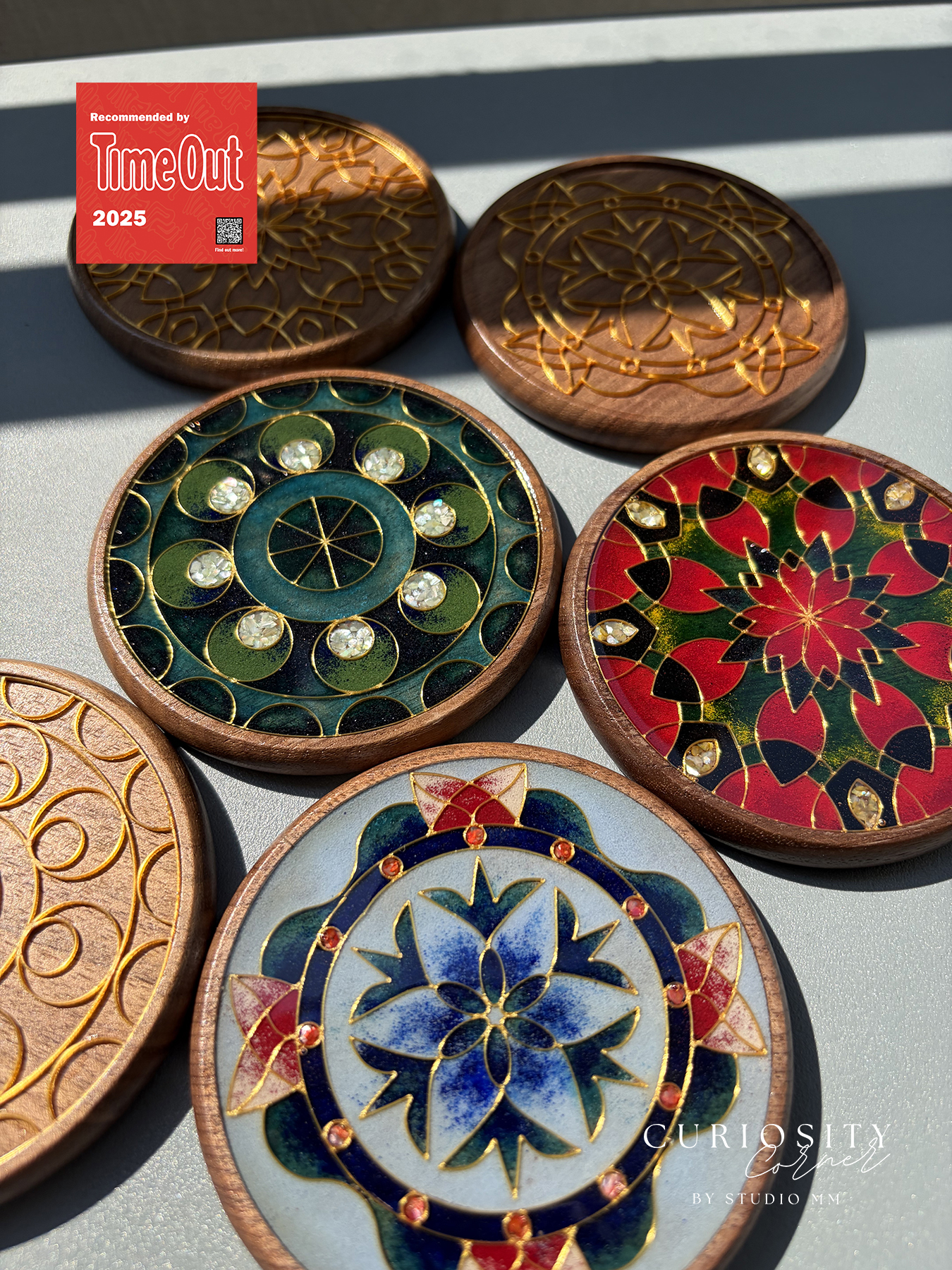 3D掐絲杯墊底座(曼陀羅圖案) 3D掐絲杯墊底座(曼陀羅圖案)