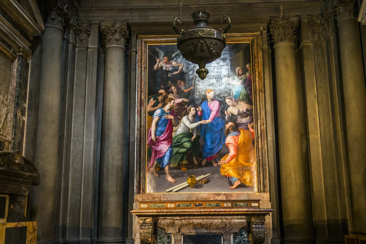 Experience the powerful artistry of Agnolo Bronzino in the captivating masterpiece "Raising of the Daughter of Jairus"