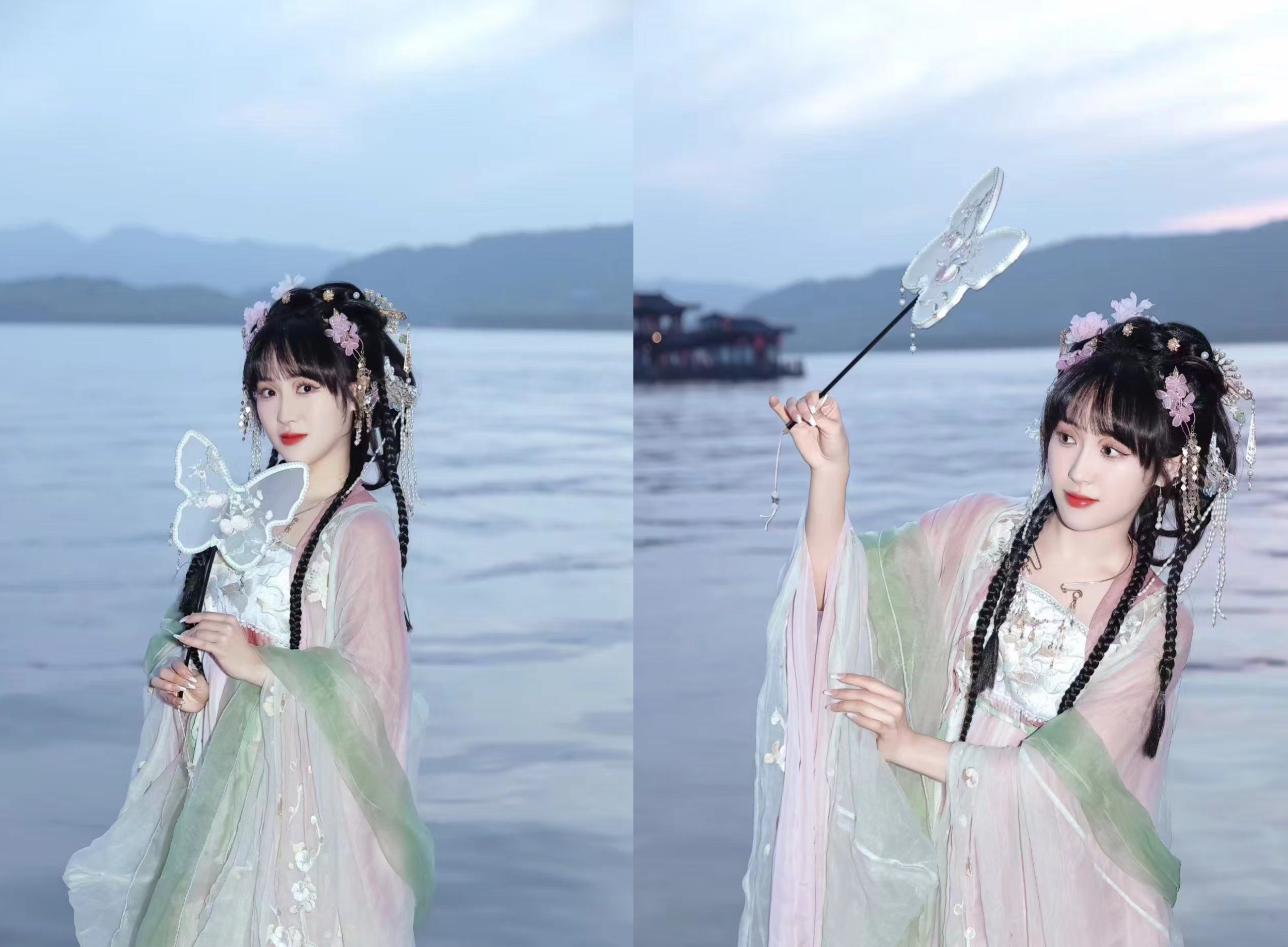 在西湖邊拍漢服照，無論是白堤的柳、蘇堤的橋，還是湖中的荷花，都能為照片增添獨特的意境，彷彿讓人穿越回古代