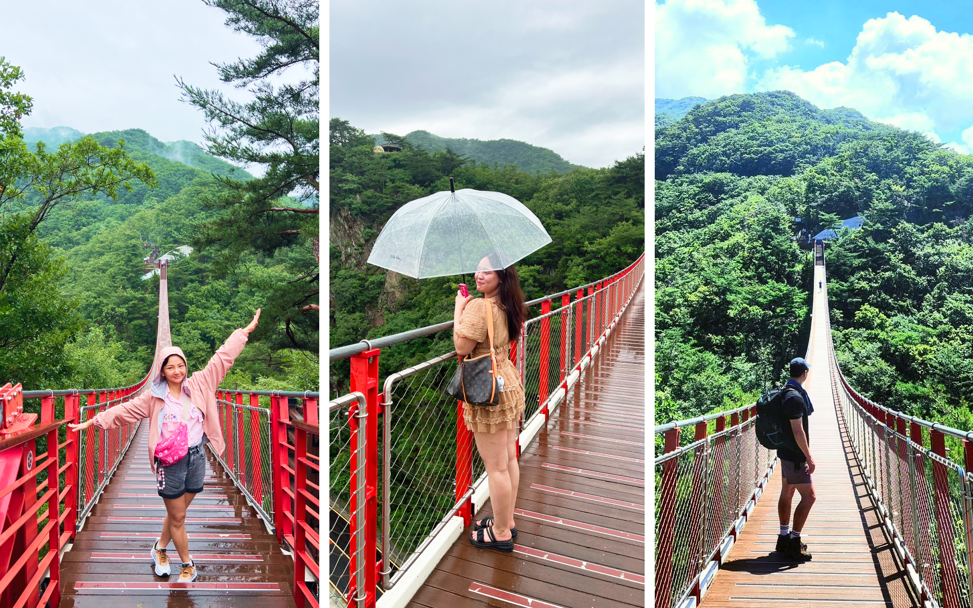 夏季時節,走在紺岳山 (Gamaksan) 吊橋上,享受高空漫步的刺激,蔥鬱翠綠的山谷盡收眼底,還有涼爽山風吹拂,遼闊壯麗的景色更是令人讚嘆,絕對是當季不容錯過的精彩體驗。 夏季時節,走在紺岳山 (Gamaksan) 吊橋上,享受高空漫步的刺激,蔥鬱翠綠的山谷盡收眼底,還有涼爽山風吹拂,遼闊壯麗的景色更是令人讚嘆,絕對是當季不容錯過的精彩體驗。