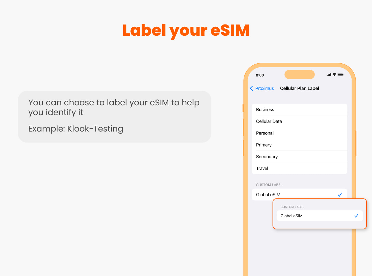 You can customize eSIM labels