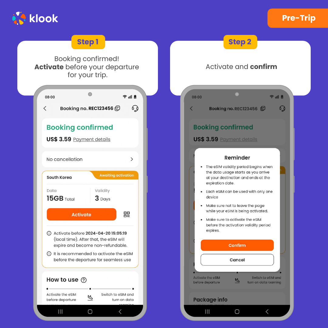 Activate in Klook App