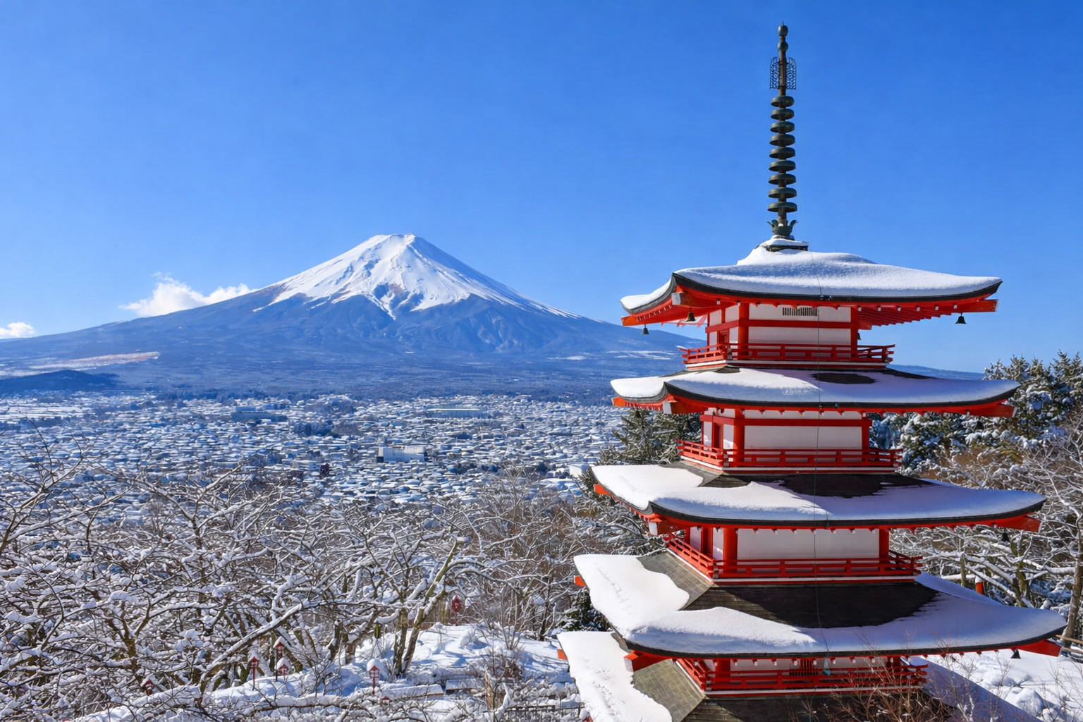 Mount Fuji Winter Day Trip: 5th Station & Lake Yamanaka KABA Sightseeing Boat & Oshino Hakkai & Arakurayama Sengen Park & Nikawa Tokeiten & Lake Kawaguchi Oishi Park & Hakone Pirate Ship (Multiple Routes Available)