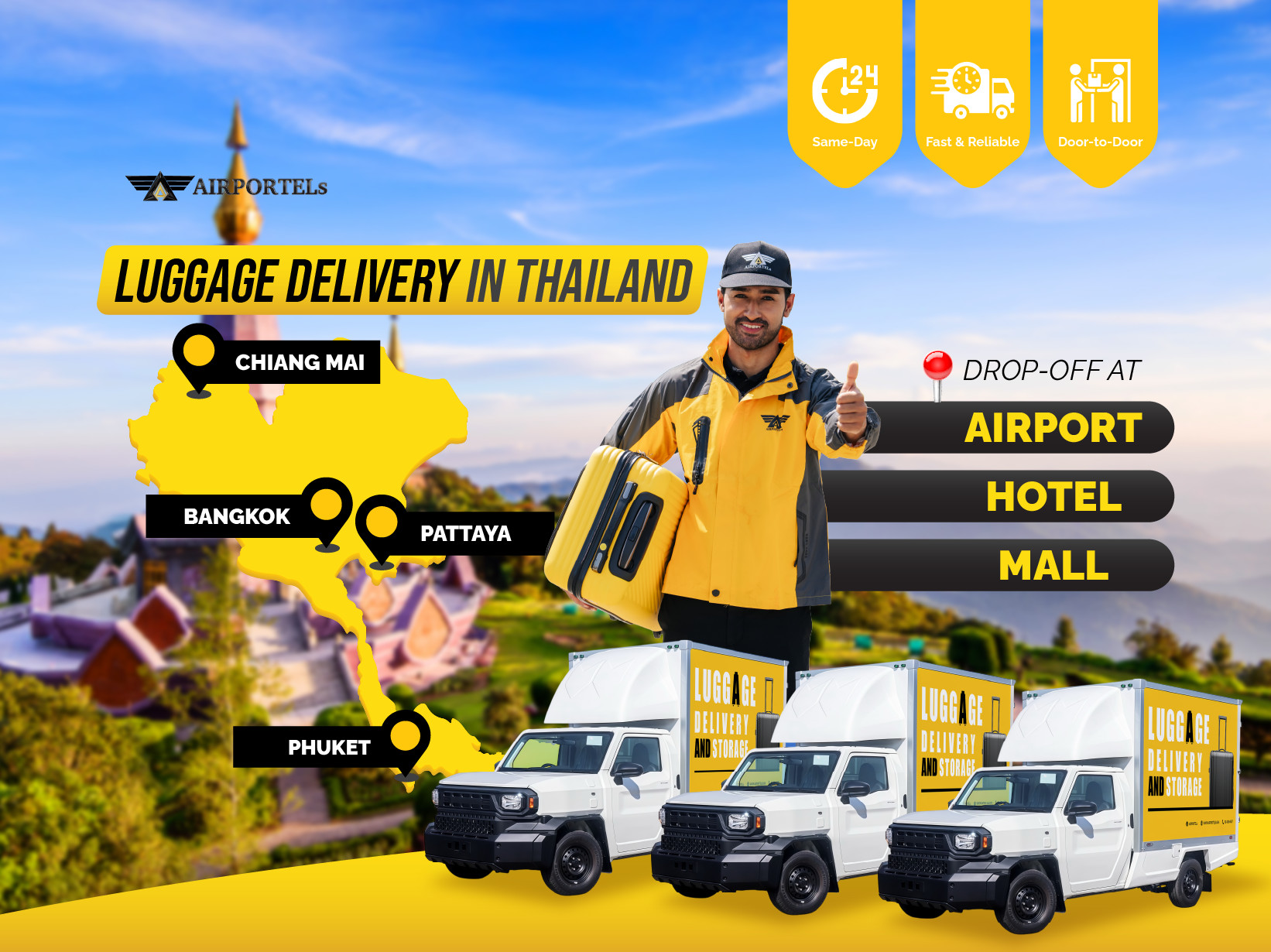 曼谷＆芭達雅＆清邁行李運送服務（AIRPORTELs 提供）