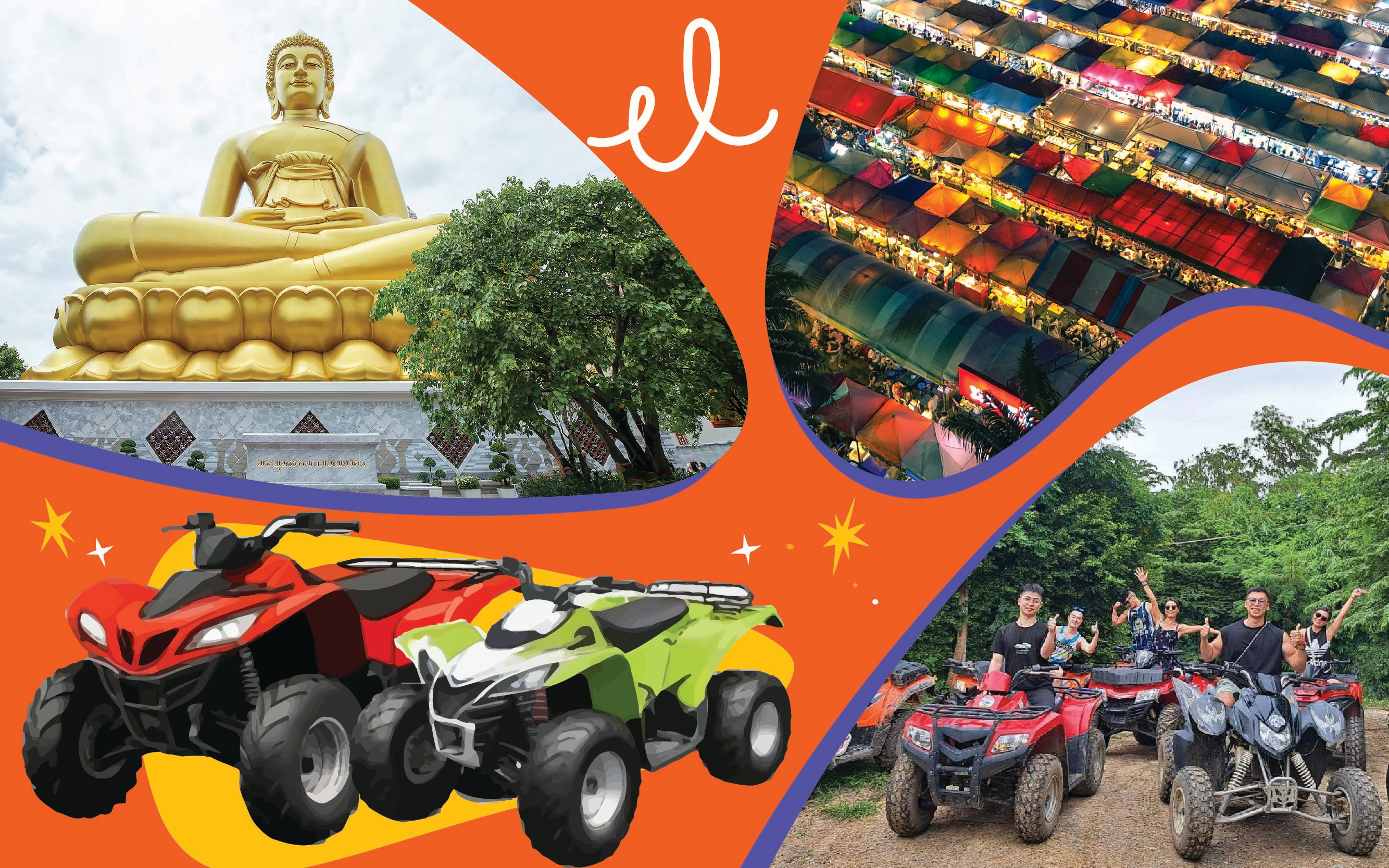 Bangkok Wat Pak Nam & ATV Adventure Half-Day Private Tour