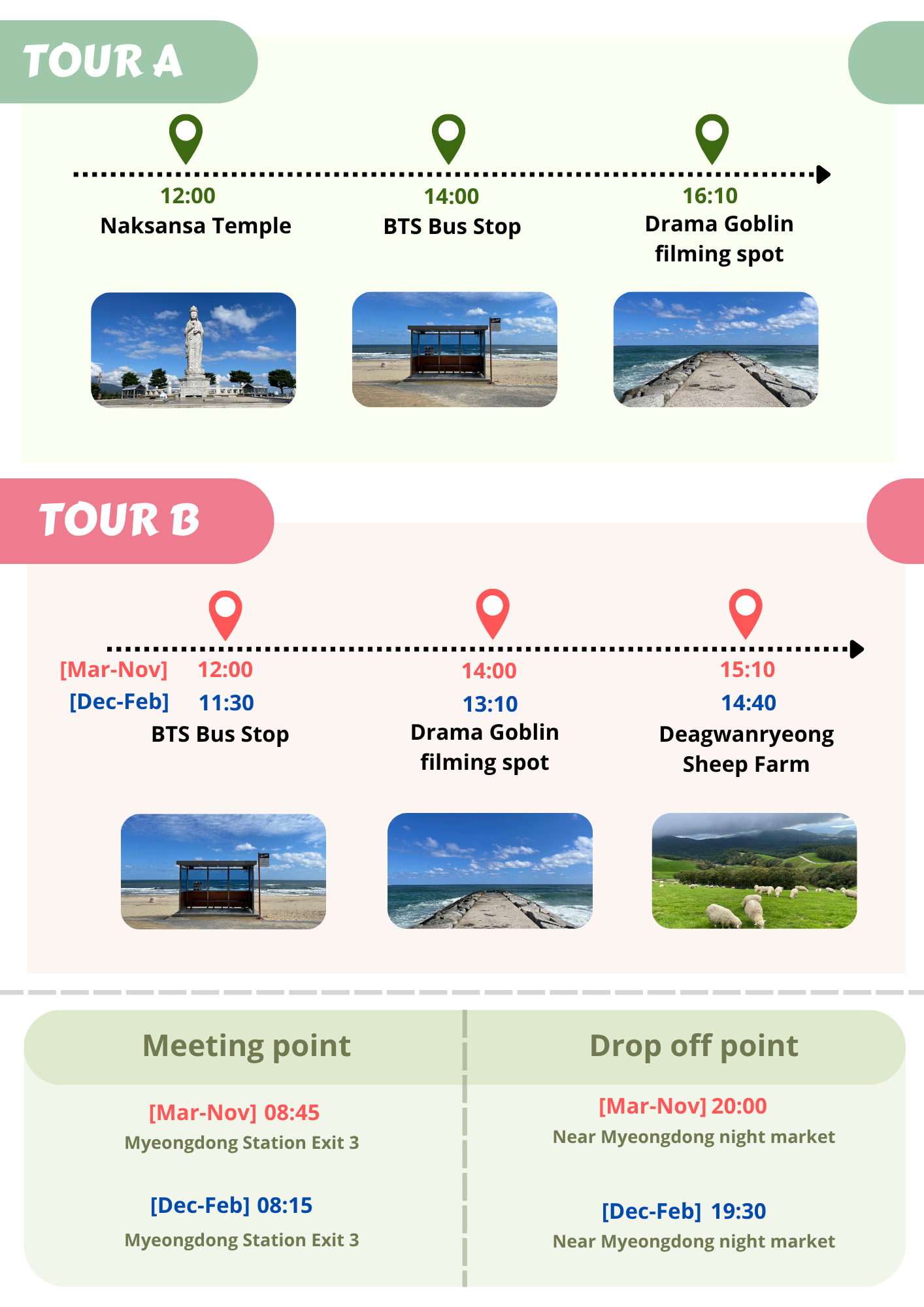 BTS 公交車站打卡 & 韓劇《鬼怪》拍攝地 & 洛山寺 & 羊駝世界