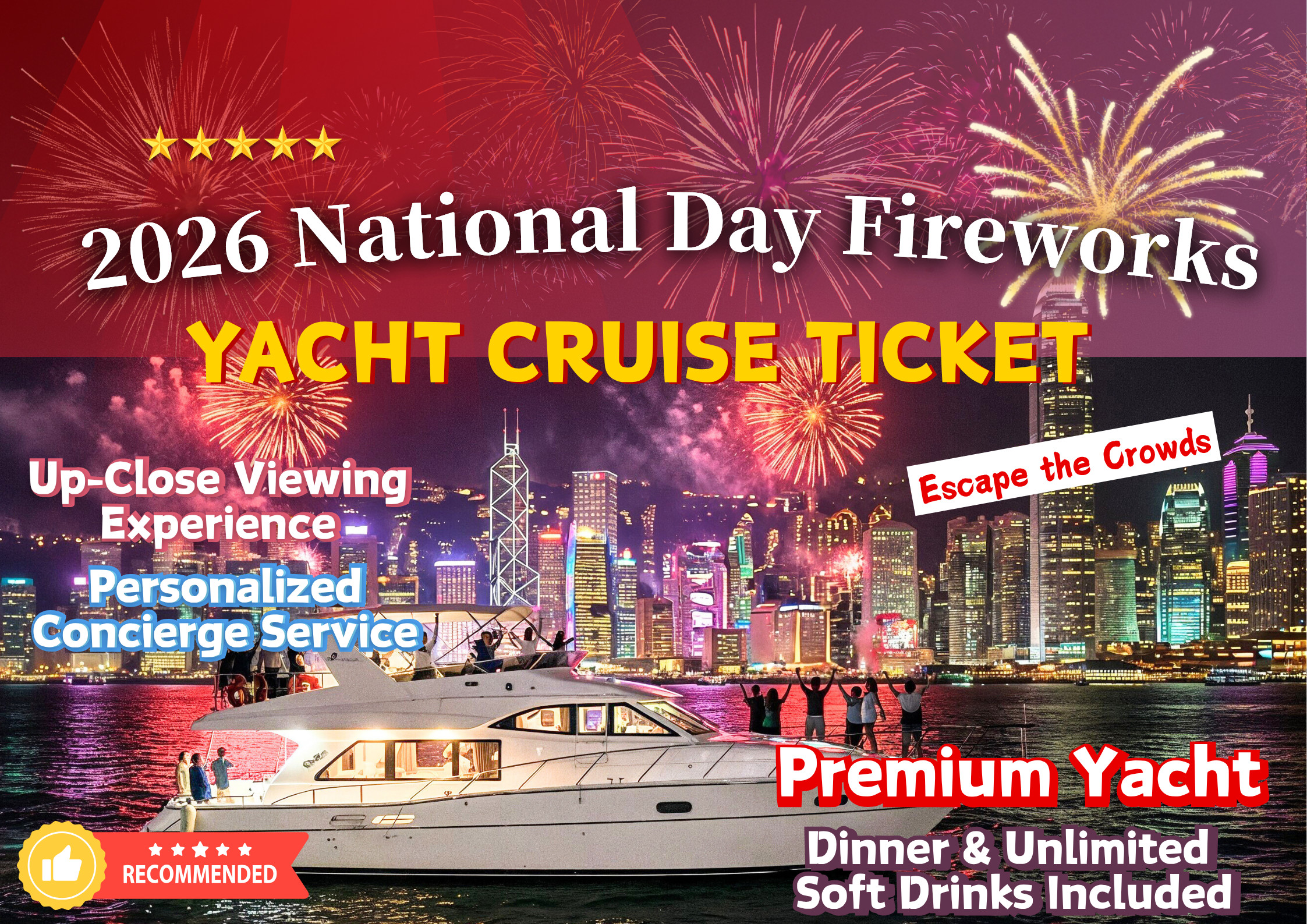 2026 National Day Grand Celebration: Victoria Harbour Starry Night Fireworks Cruise
