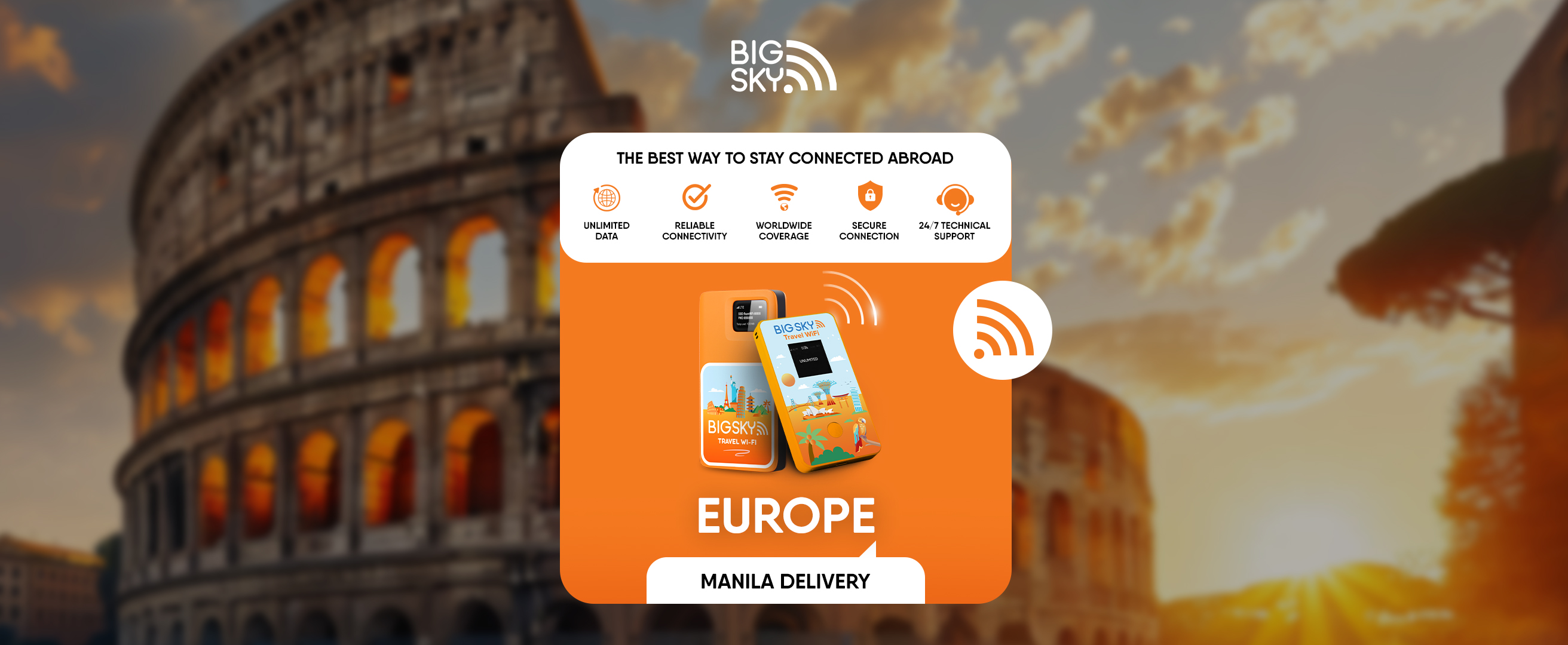 BIG SKY Travel WiFi 4G (MNL Delivery) for Europe
