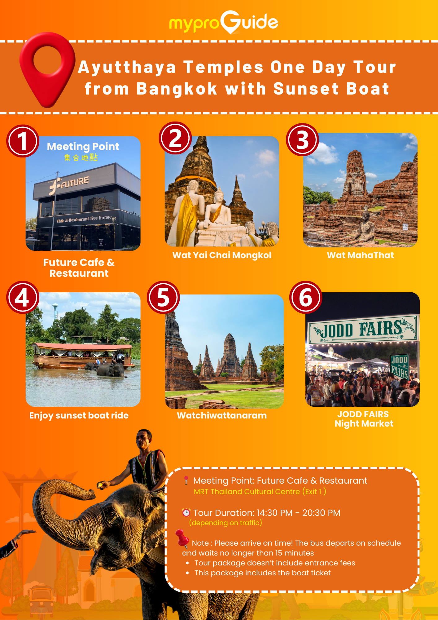 Ayutthaya Temples One Day Tour from Bangkok with Sunset Boat