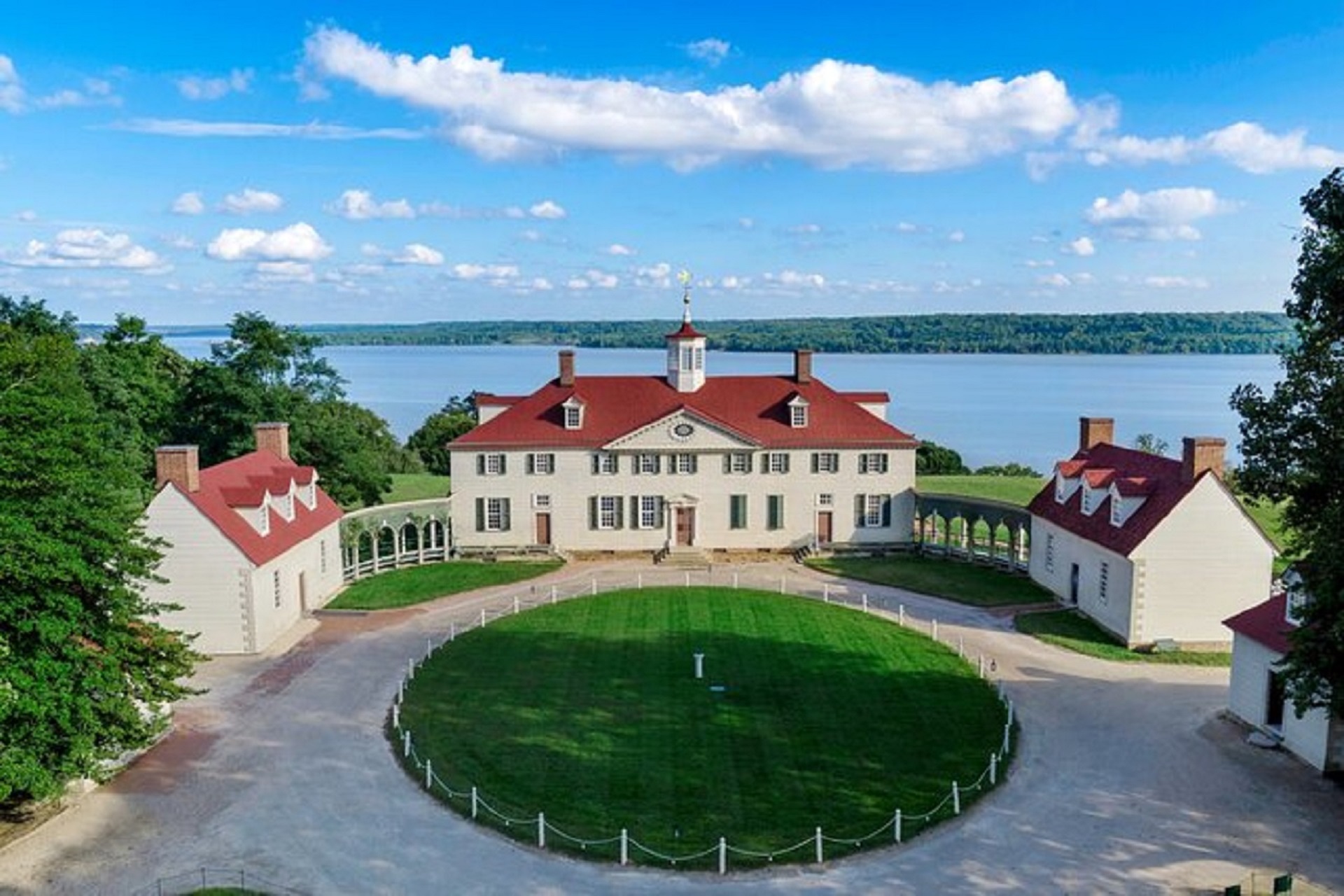 Walk the circular path around George Washington's Mount Vernon, soaking in the scenic views