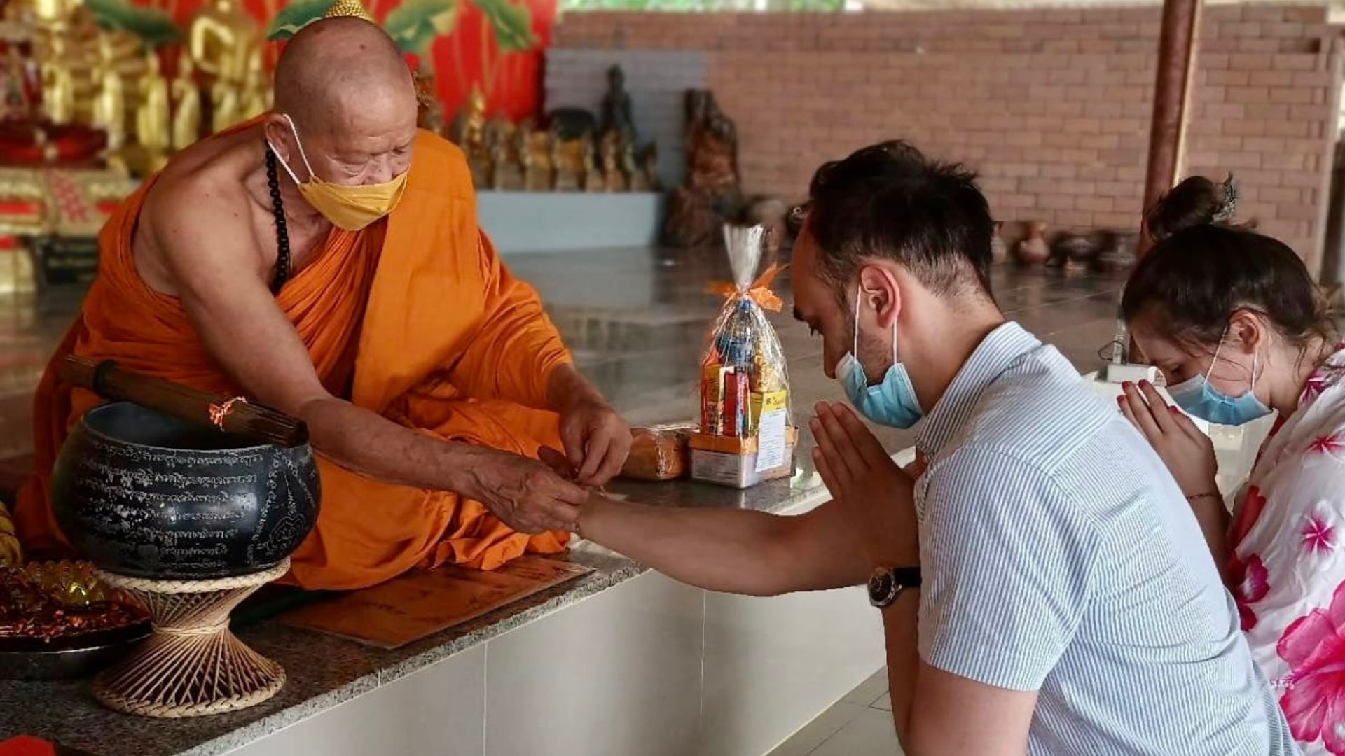 Tying Sacred Thread for Good Blessing