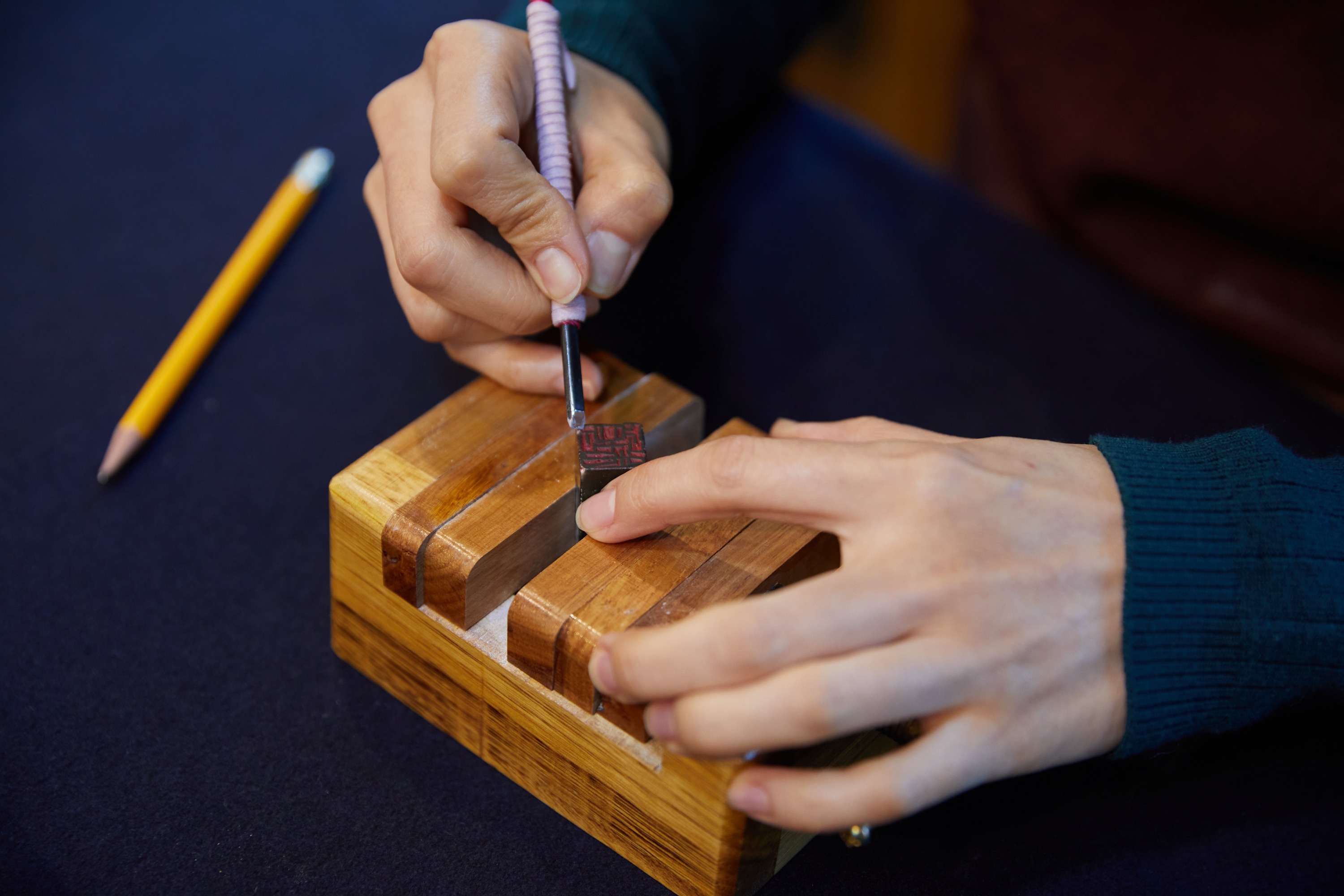 Carving a Korean Stone Seal with Jeongju in Insadong, Seoul