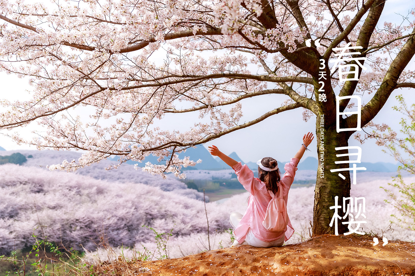 【櫻花限定】貴州平壩櫻花3天2晚（貴陽往返+四鑽酒店+平壩萬畝櫻花園+黃果樹大瀑布+櫻花旅拍+24小時接送機/站）