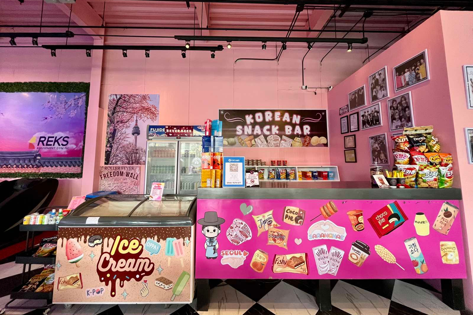 Korean snack bar with a wide range of snacks selection including ice cream and chips