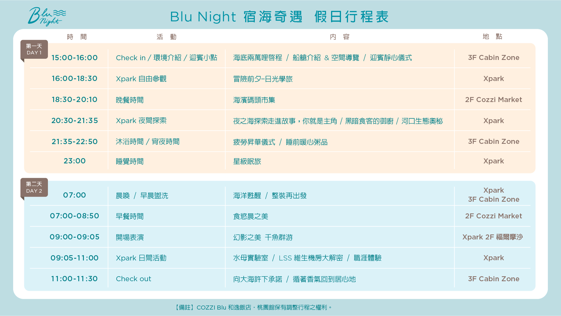 Xpark夜宿：Blu Night宿海奇遇