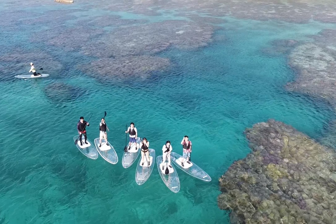 Clear kayak experience with drone photography