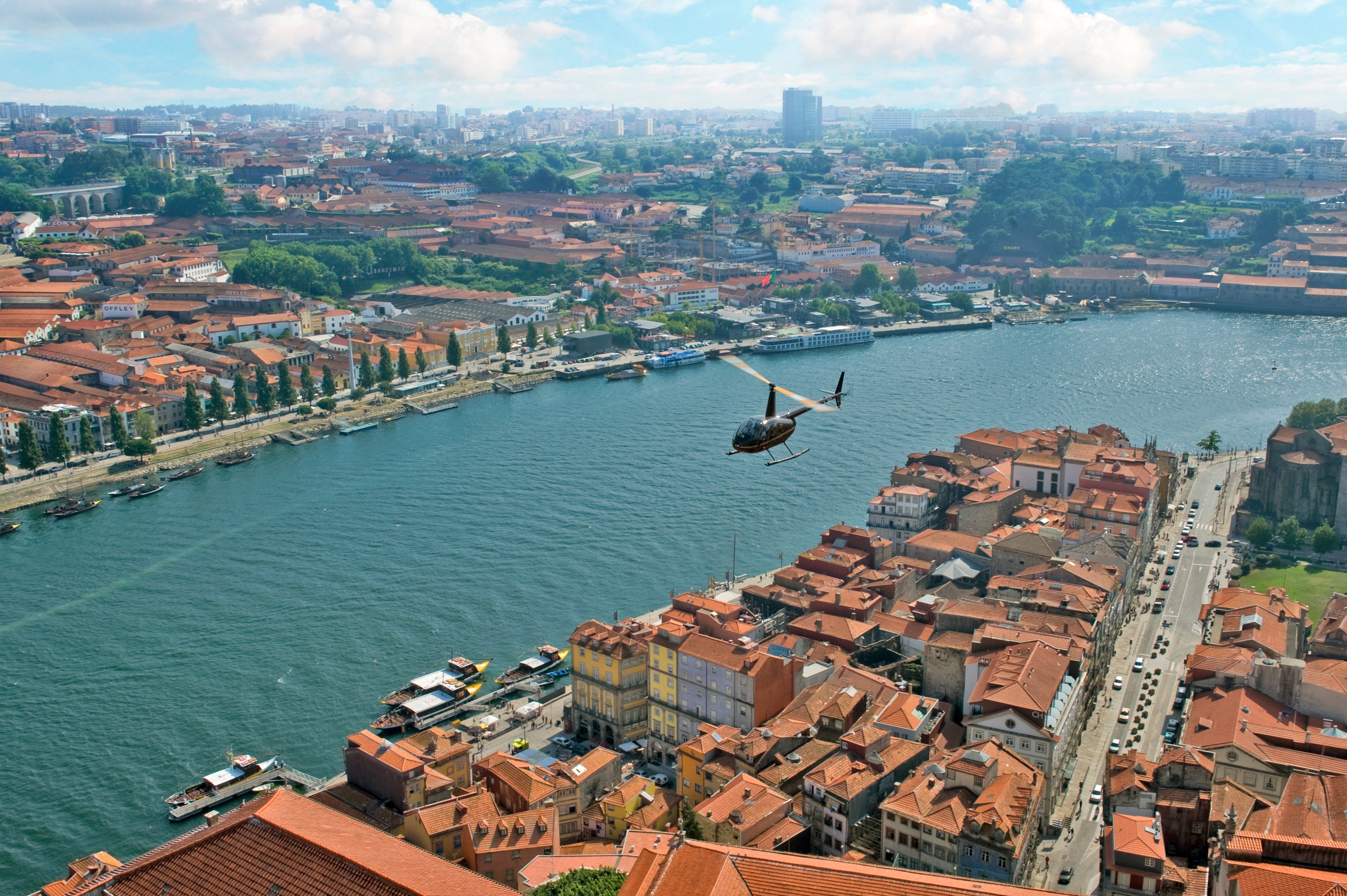 Porto's city view from a helicopter