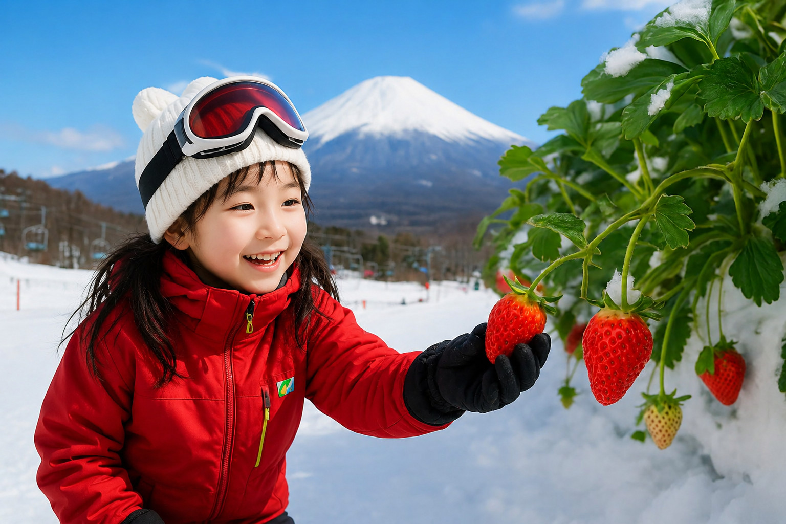 Mount Fuji Yeti Ski & Strawberry Picking Day Trip (Departing from Tokyo/Shinjuku)