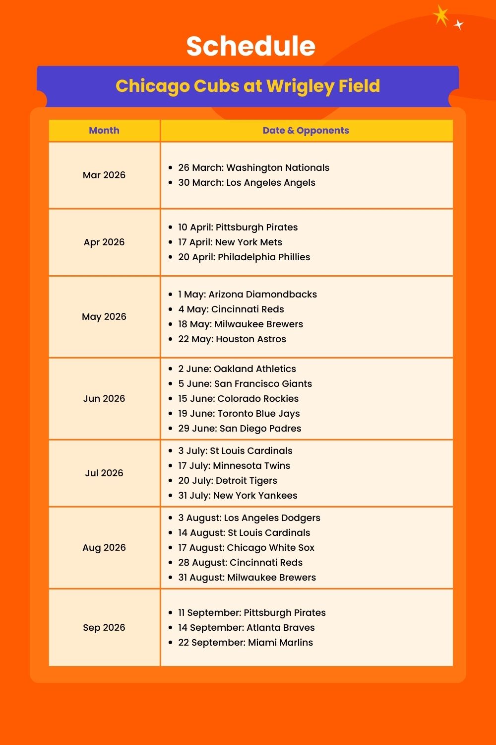 查看芝加哥小熊隊的賽程,並規劃您的 Guaranteed Rate Field 之旅 查看芝加哥小熊隊的賽程,並規劃您的 Guaranteed Rate Field 之旅