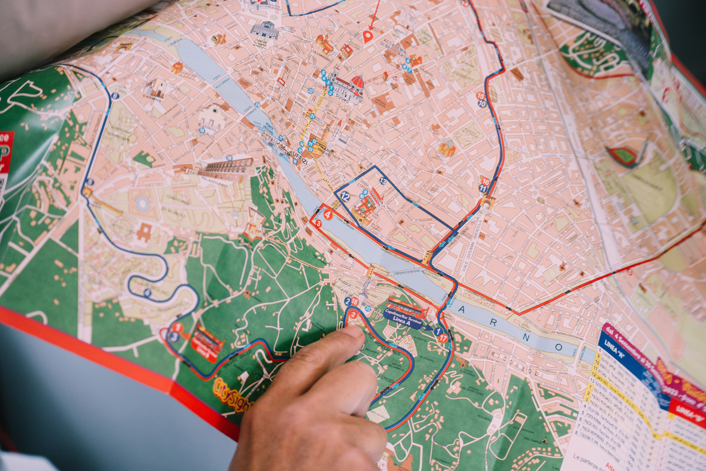 Person marking out their route