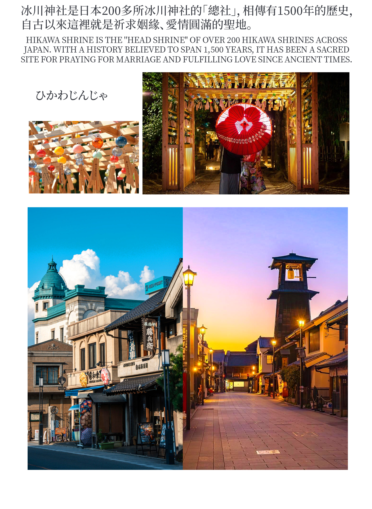 以超過1500年曆史聞名的冰川神社,是日本200多座冰川神社的總本社,也是求婚姻與愛情的知名聖地。
夏季最吸引人的,就是被網友稱為「夢幻風鈴隧道」的風鈴長廊。
成千上萬個彩色風鈴隨著微風輕搖,叮鈴聲清脆而浪漫,是情侶與家庭旅客都非常喜歡的拍照點。
神社內還有象徵祈願幸福的紅色鯉魚繪馬、點亮夜空的流水燈飾等細膩佈景,讓人從白天玩到晚上都覺得驚喜連連。 以超過1500年曆史聞名的冰川神社,是日本200多座冰川神社的總本社,也是求婚姻與愛情的知名聖地。
夏季最吸引人的,就是被網友稱為「夢幻風鈴隧道」的風鈴長廊。
成千上萬個彩色風鈴隨著微風輕搖,叮鈴聲清脆而浪漫,是情侶與家庭旅客都非常喜歡的拍照點。
神社內還有象徵祈願幸福的紅色鯉魚繪馬、點亮夜空的流水燈飾等細膩佈景,讓人從白天玩到晚上都覺得驚喜連連。