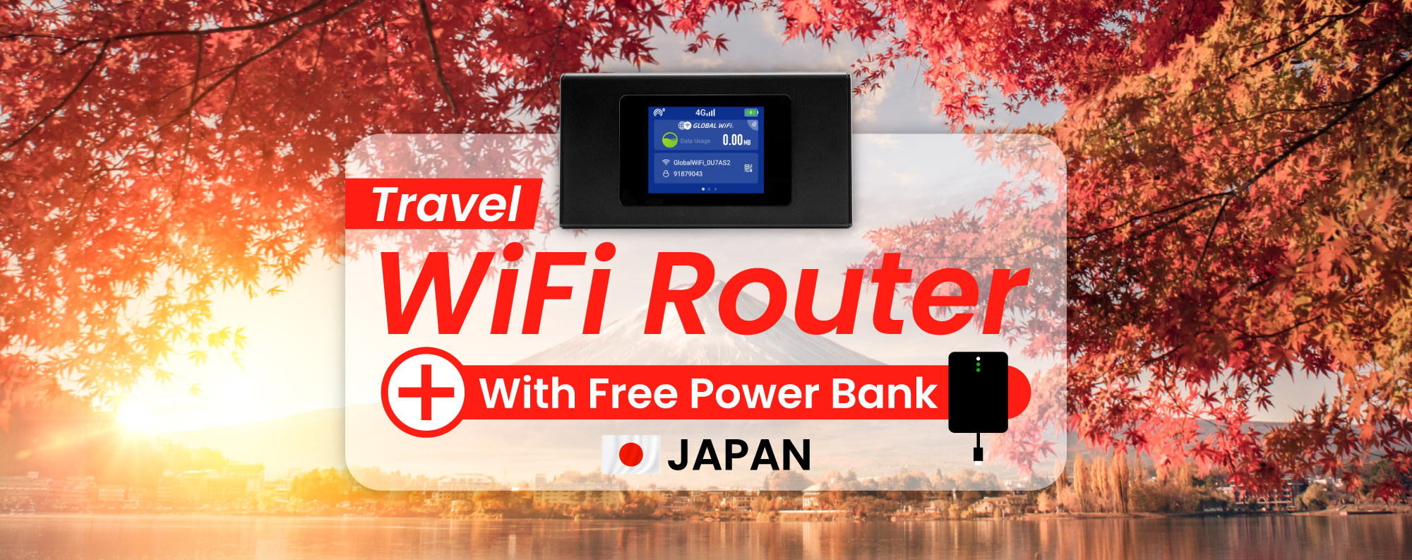 Unlimited 4G LTE WiFi (Japan Airport Pickup) with Free Power Bank