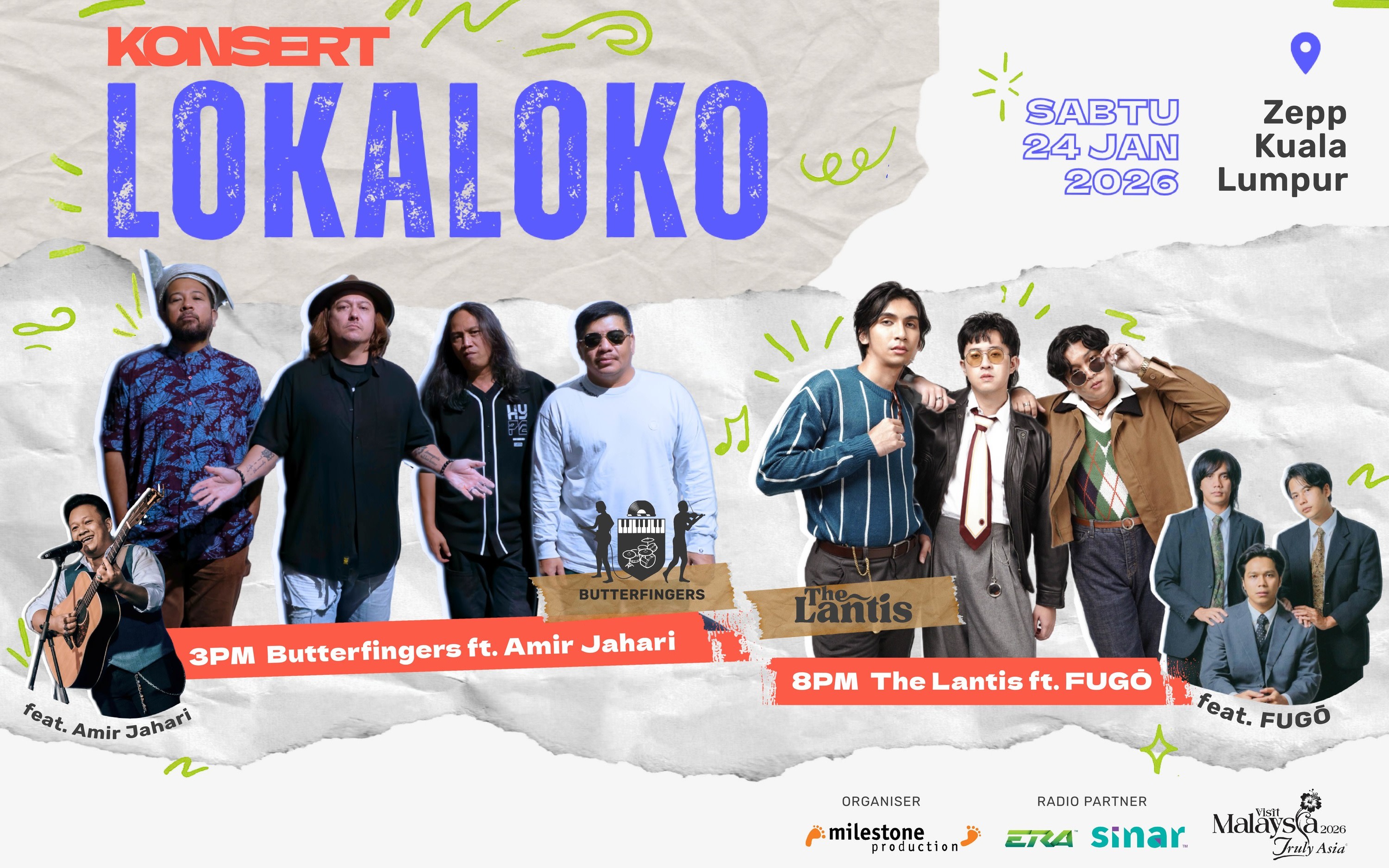 LOKALOKO Concert at Zepp Kuala Lumpur - Butterfingers, Amir Jahari, The Lantis (INDO), FUGO